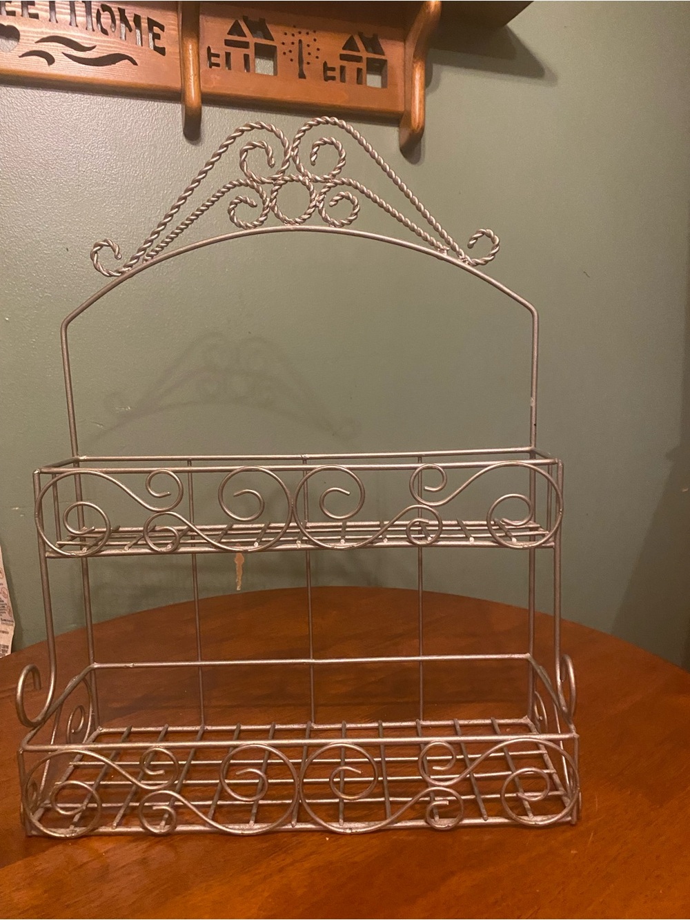 Decorative Metal Two-Tier Shelf Organizer - Silver